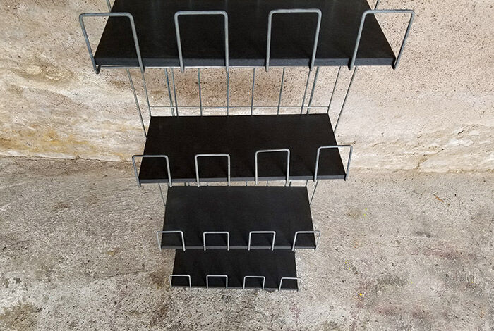 Library structure valchromat black metal shelf