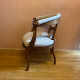office armchair in walnut, nineteenth century, fully trimmed and reupholstered.
