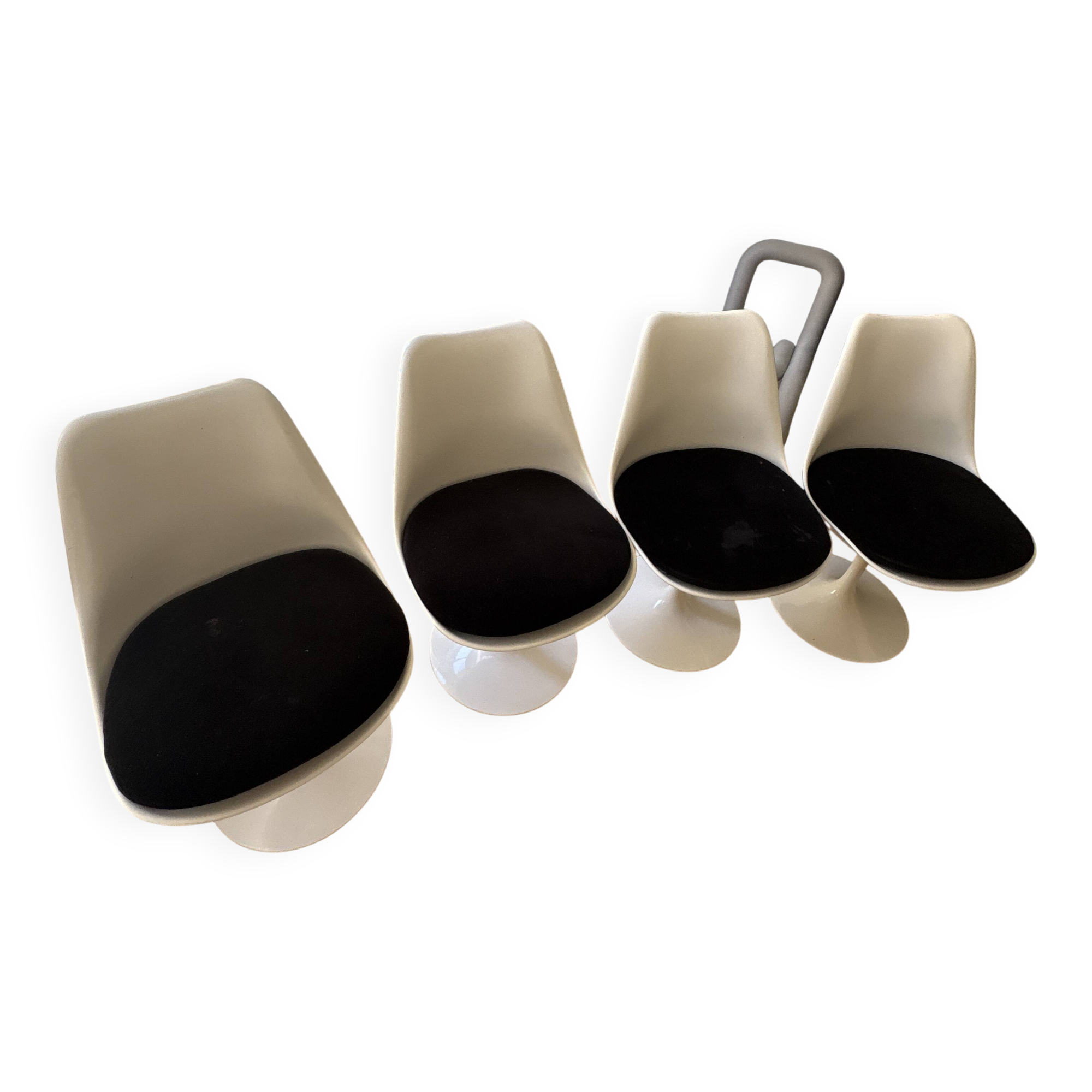 Knoll tulip chair with black velvet cushion