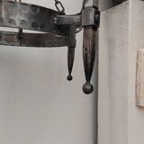 Round wrought iron vintage gothic medieval chandelier Réjane