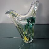 Vase vintage en verre de Murano soufflé dans la masse années 70