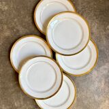 6 white and gold porcelain dessert plates