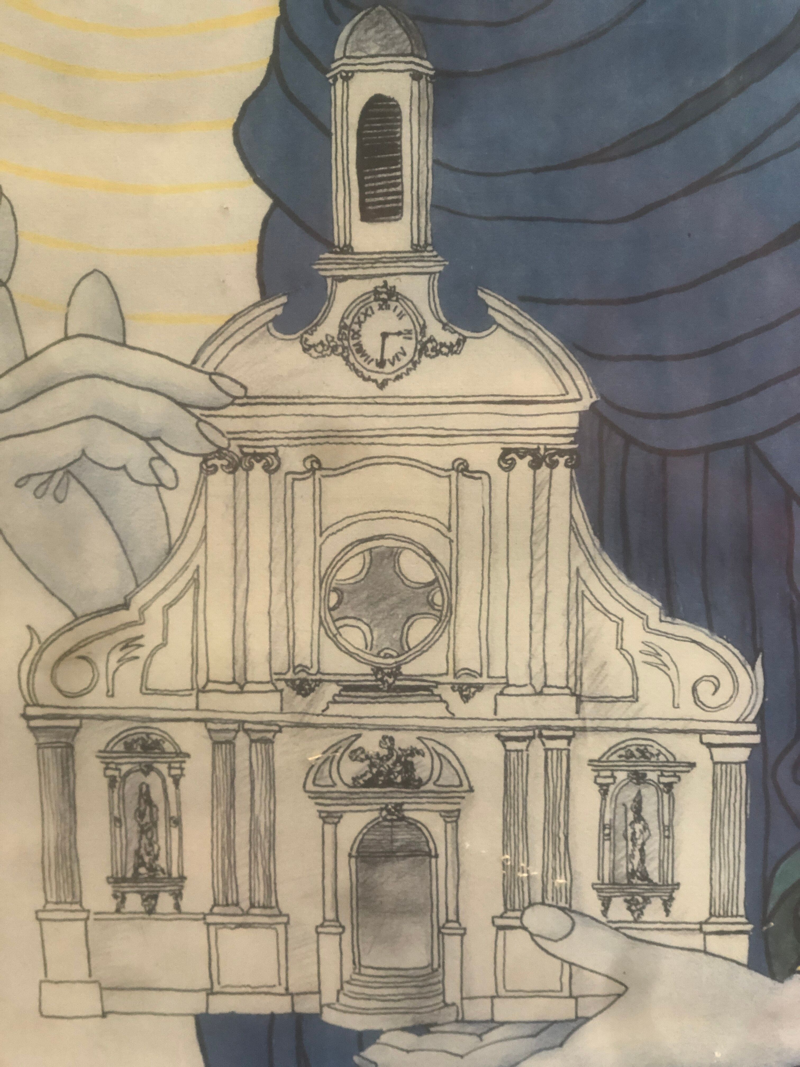 Old poster of St Anne's Church in Vallauris, Jean Marais, 1991