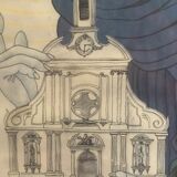 Old poster of St Anne's Church in Vallauris, Jean Marais, 1991