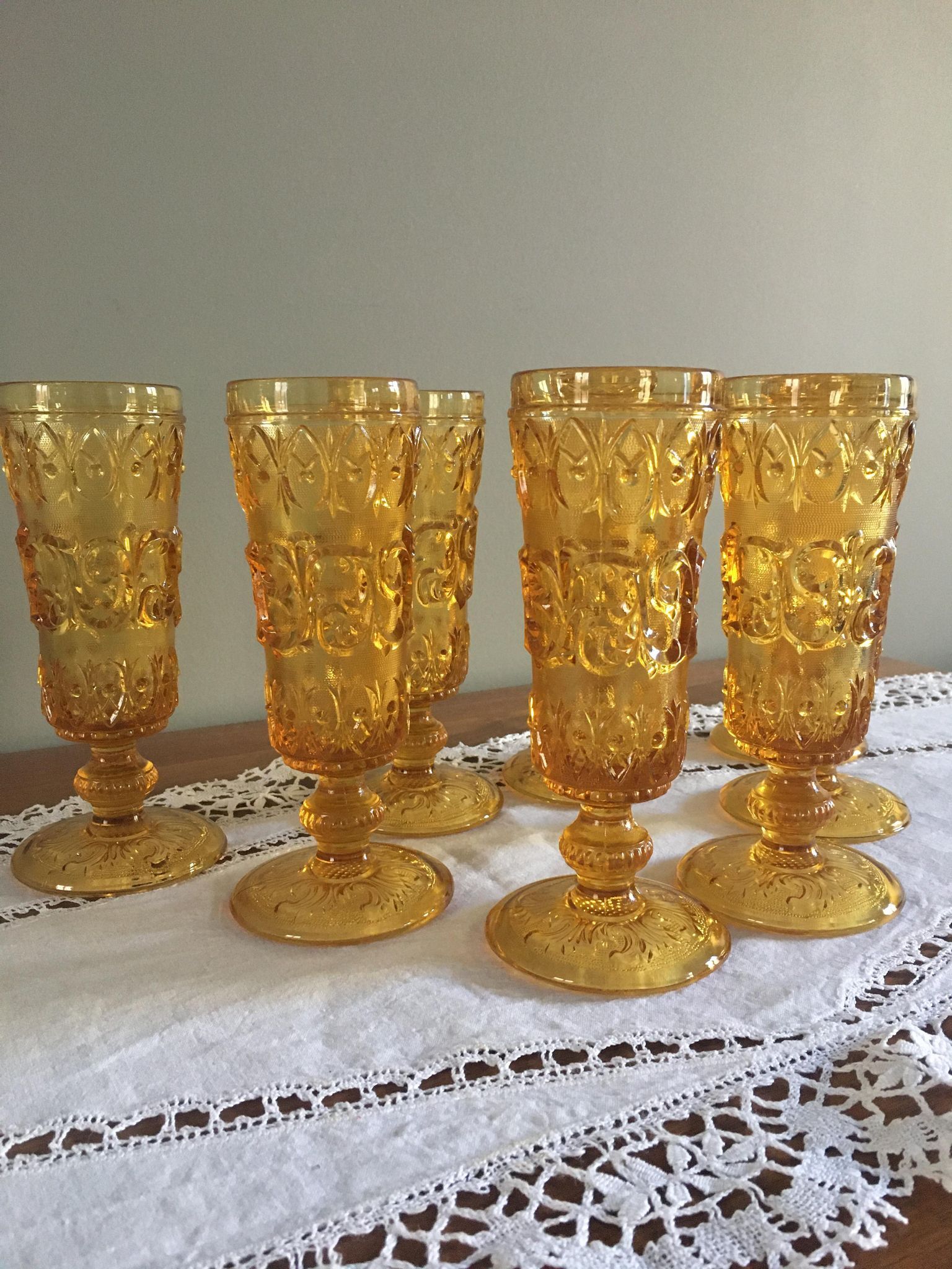 Old flutes in molded glass, pressed