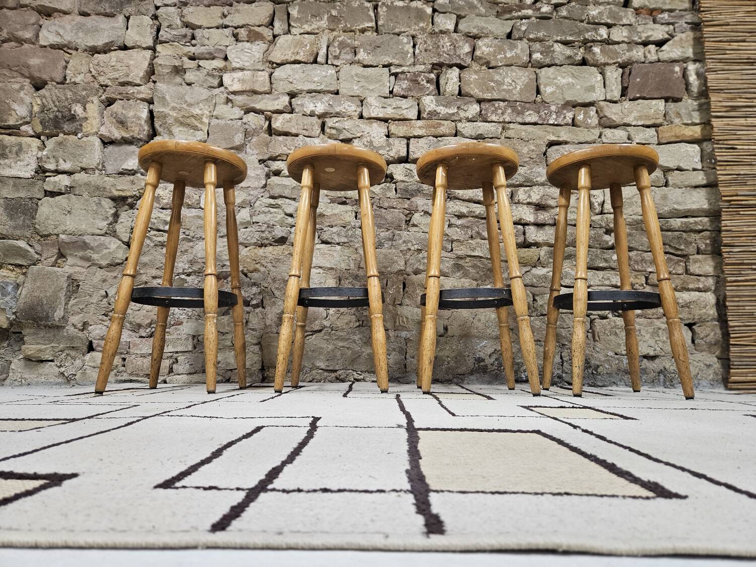 Set of 4 vintage bar stools 1970"