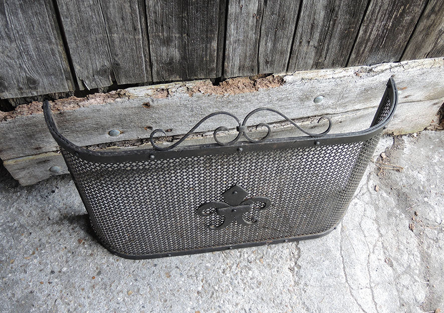Old fire shield for fireplace fleur de lys