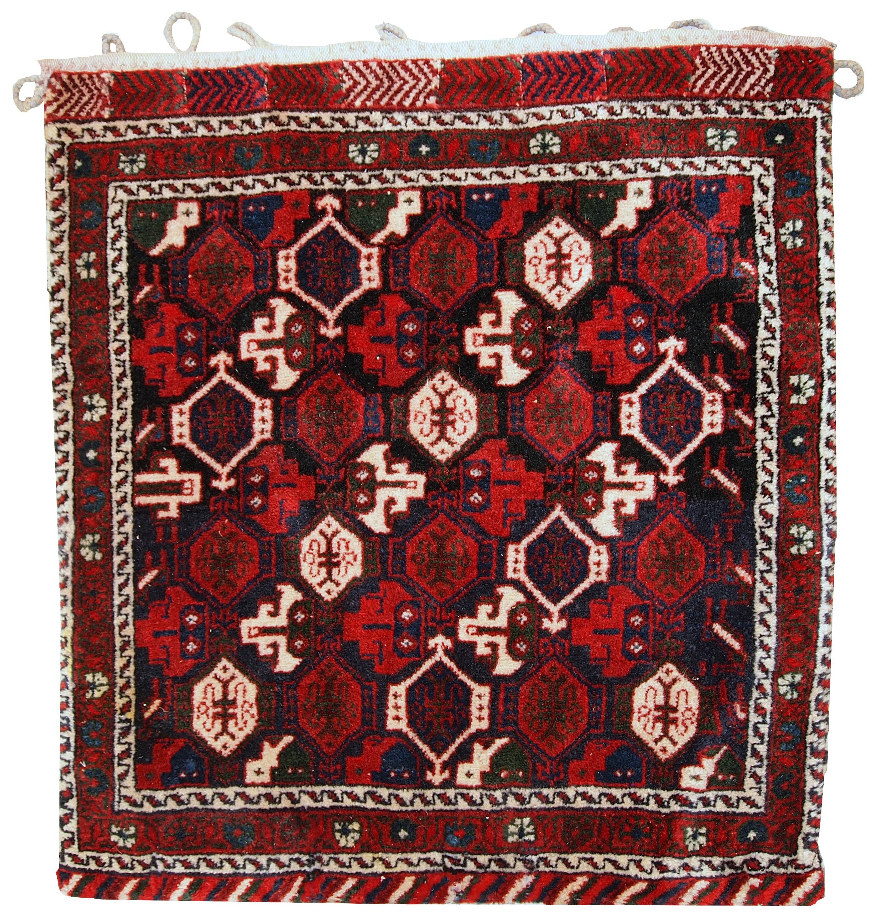 Sac vintage fait main Afshar persan 51cm x 57cm (années 1980)