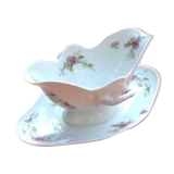 Sauce boat Porcelain with floral decoration on a white background " Aux Lions de Faïence " Paris