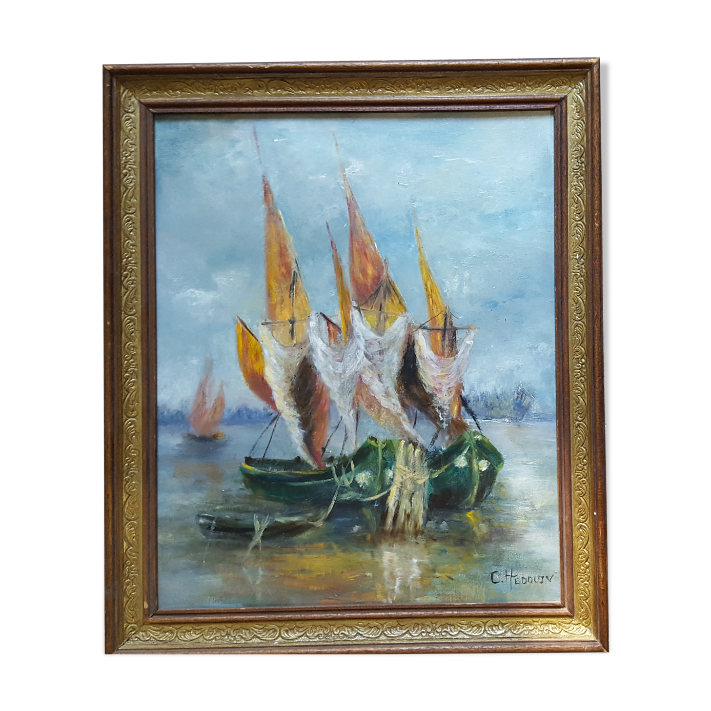 Marine oil on wood