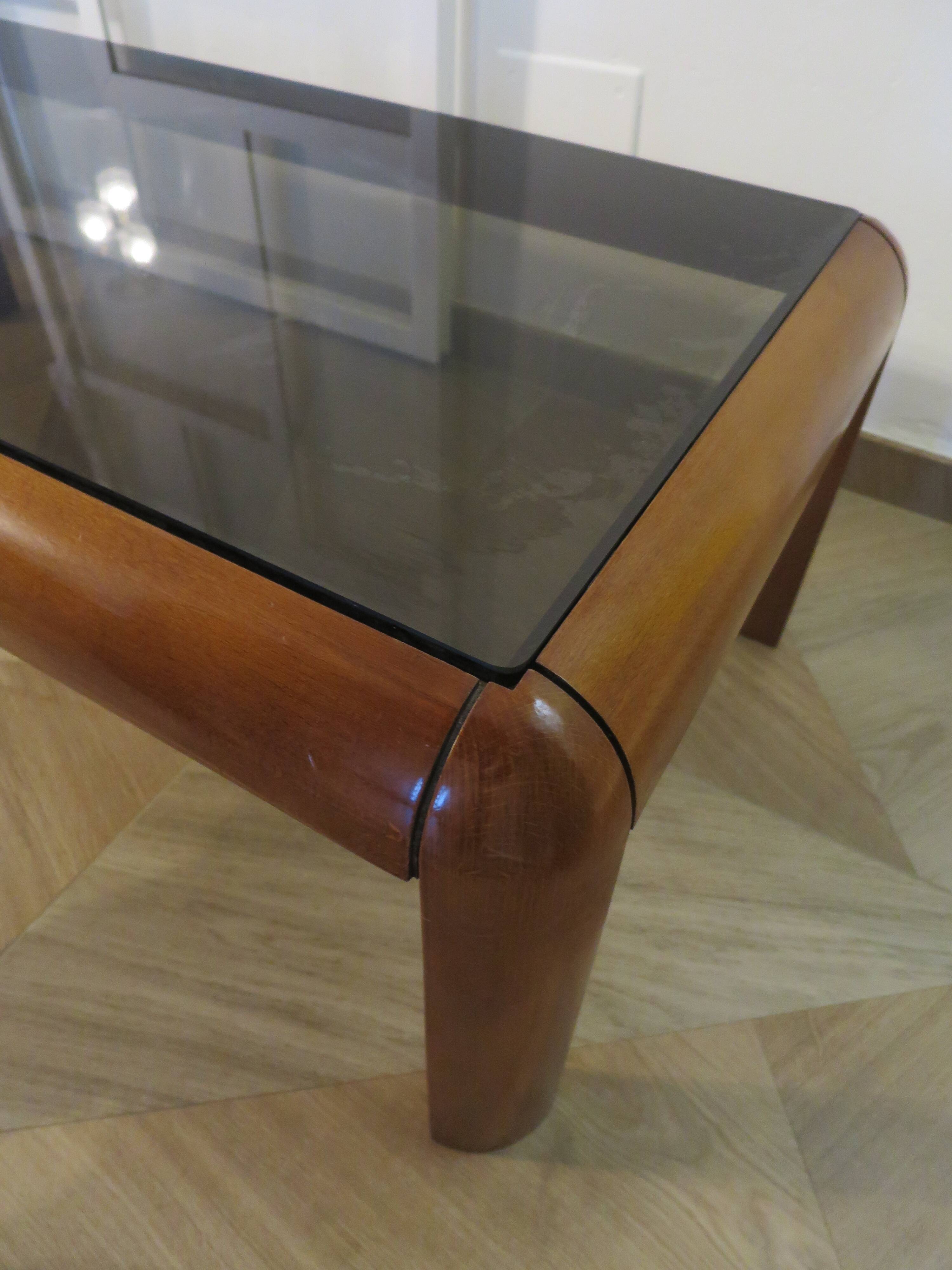 Cherry and glass coffee table