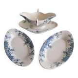 Boulenger gravy boat and 2 ironstone dishes Choisy le roi