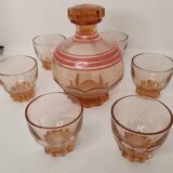 Carafe liquor service + vintage glasses