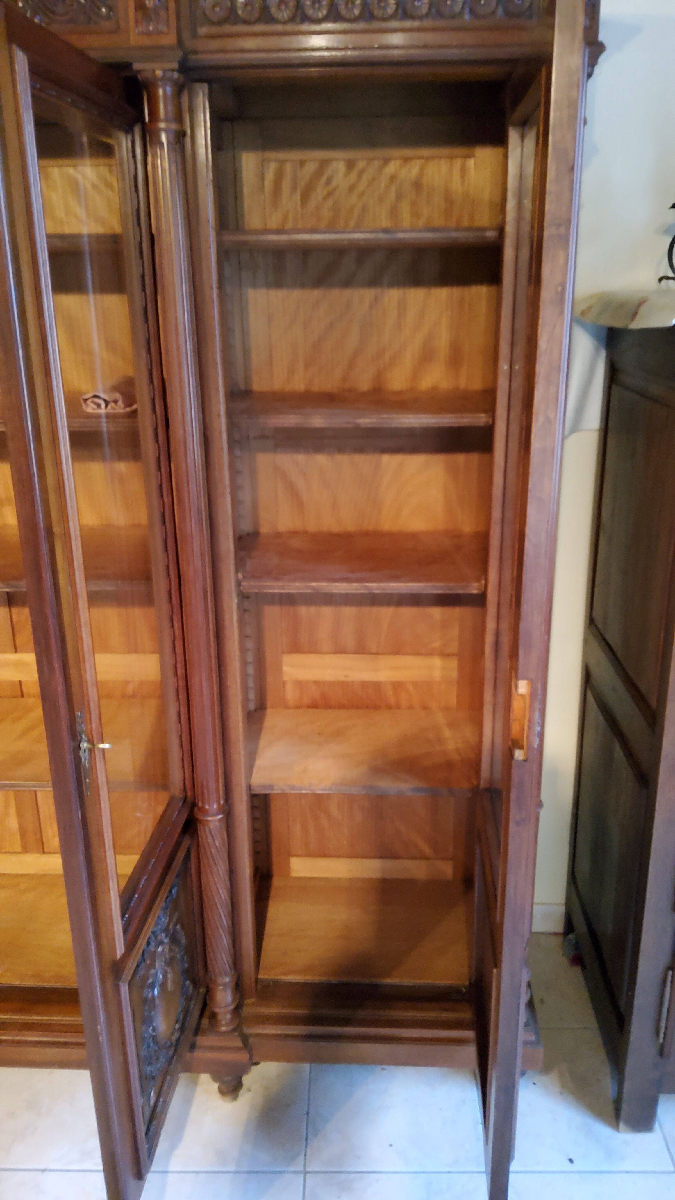 Late nineteenth century Louis XVI style library in walnut