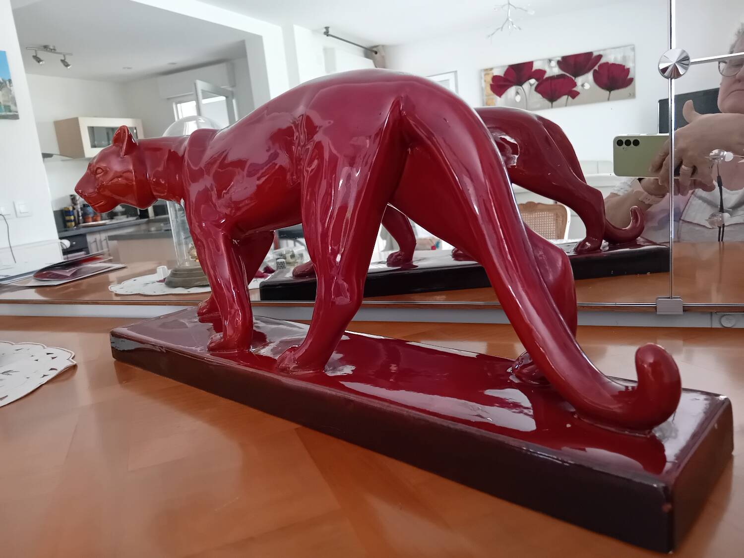 Red enameled panther