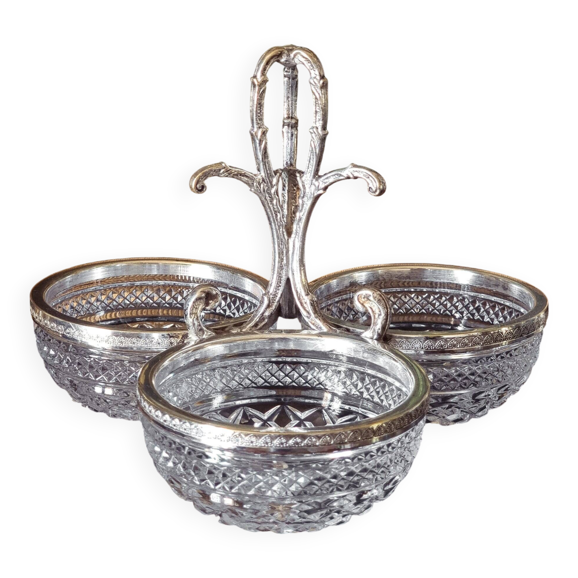 Silver-plated metal and crystal aperitif service