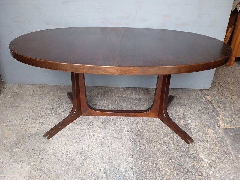 Baumann table + 2 wooden extensions ep 1970