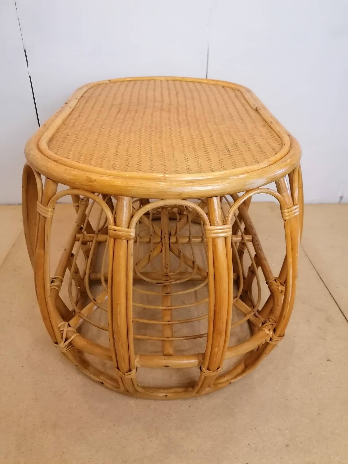 Vintage rattan and wicker coffee table