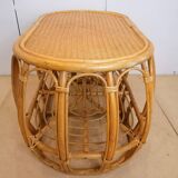 Table basse vintage en rotin et osier