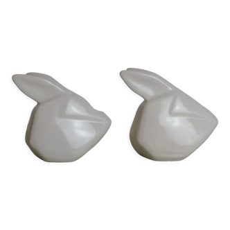 White ceramic rabbit salt shaker and pepper shaker