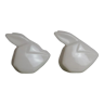 White ceramic rabbit salt shaker and pepper shaker