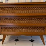Vintage chest of drawers with compass feet