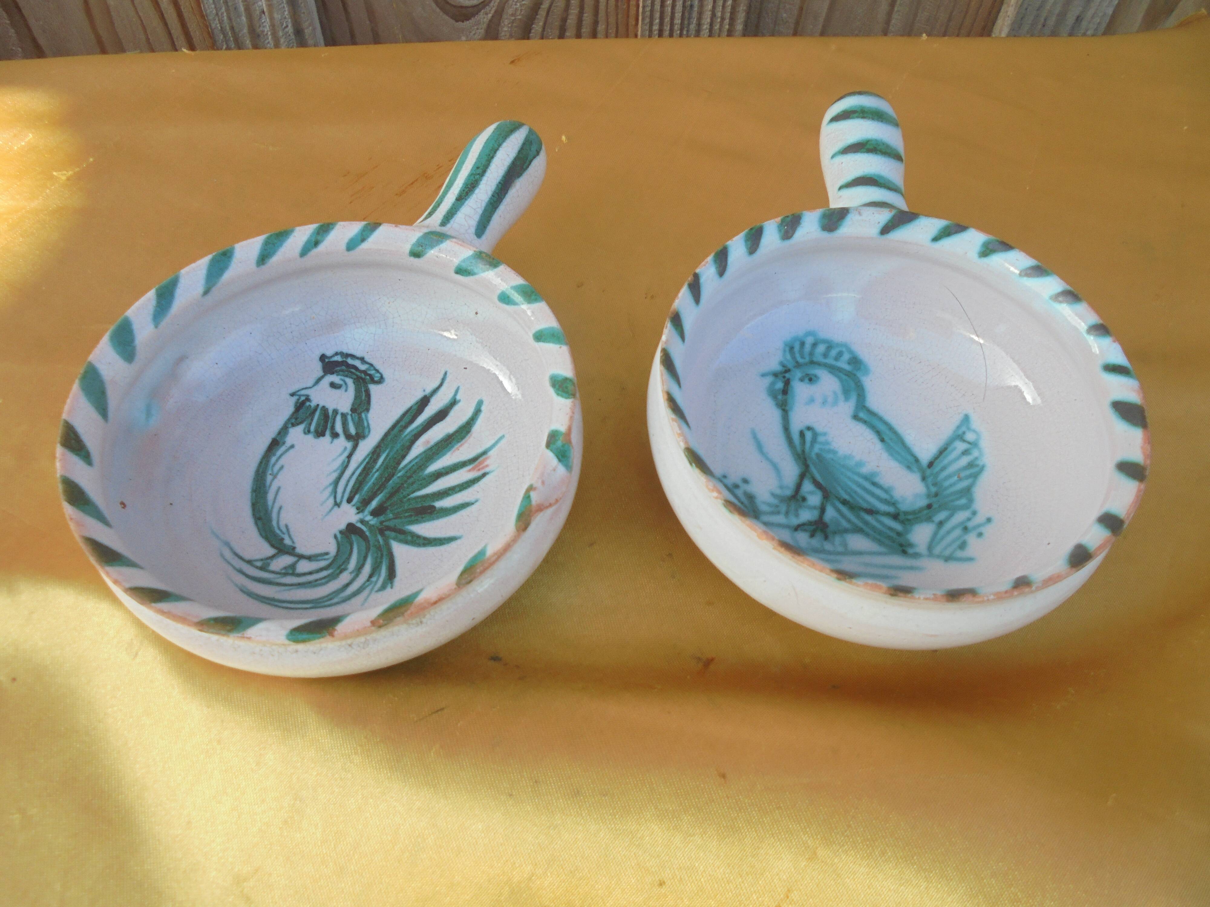 Vallauris 2 caquelons Signed B. Rubino