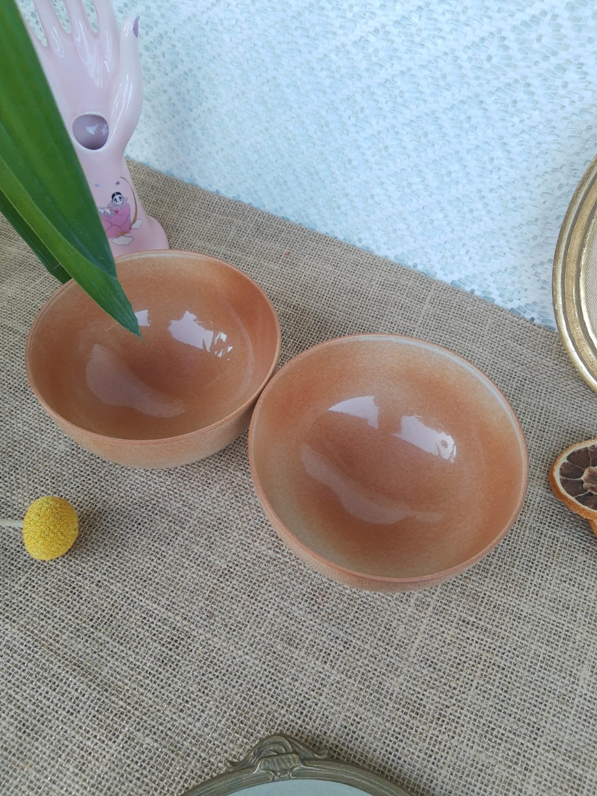 Two piedouche bowls in montgolfier glazed sandstone France