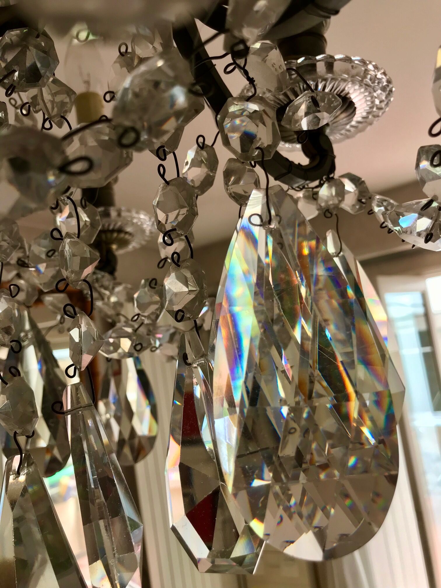 Crystal chandelier diamond cut 9 fires 1880