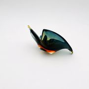 Pocket Vase Flavio Poli Murano Crystal Sommerso Blue Petrol Amber 21cm