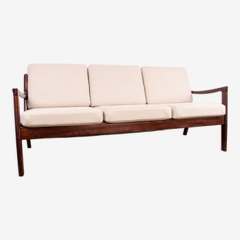 Danish sofa, 3 seats, Senator model in Mahogany and New Fabric by Ole Wanscher for Peter Jepessen.