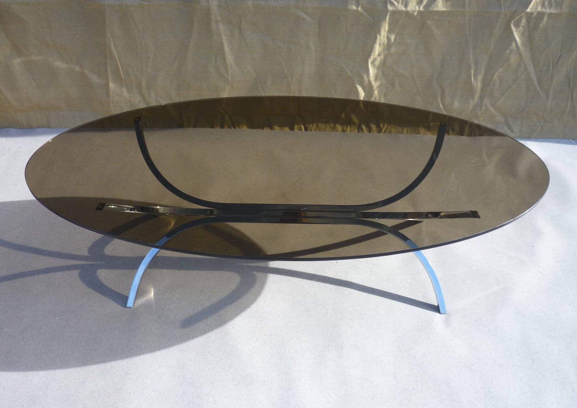 Table basse ovale verre et acier
