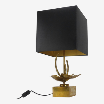 Lampe fleur stylisée en laiton doré