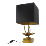 Stylized flower lamp in gilded brass