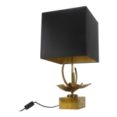 Stylized flower lamp in gilded brass