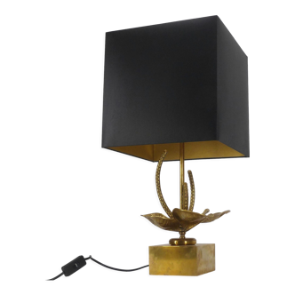 Lampe fleur stylisée en laiton doré