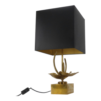 Stylized flower lamp in gilded brass
