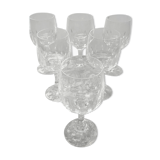 Set of 6 vintage 20th century cut crystal stemmed glasses