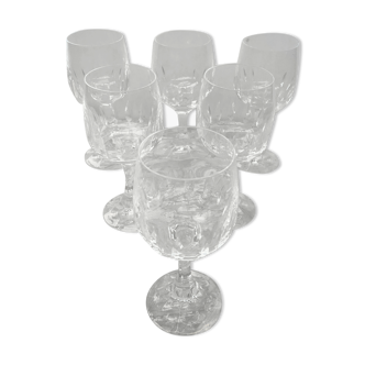 Set of 6 vintage 20th century cut crystal stemmed glasses