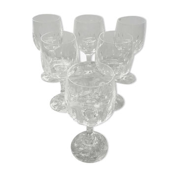 Serie de 6 verres à pied cristal taillé XXème vintage