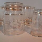Service of 14 gold-plated and engraved glasses with a deer in the woods design from 1950