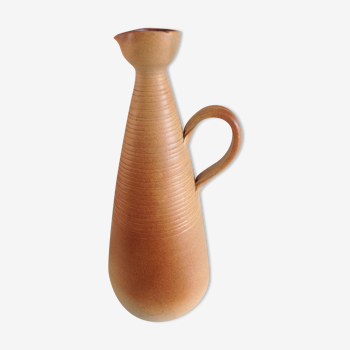 Vase soliflore conique en ceramique beige  vintage années 60-70