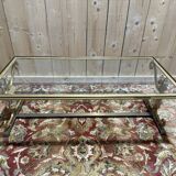 Gold metal and glass coffee table attributed to the BAGUÈS house.