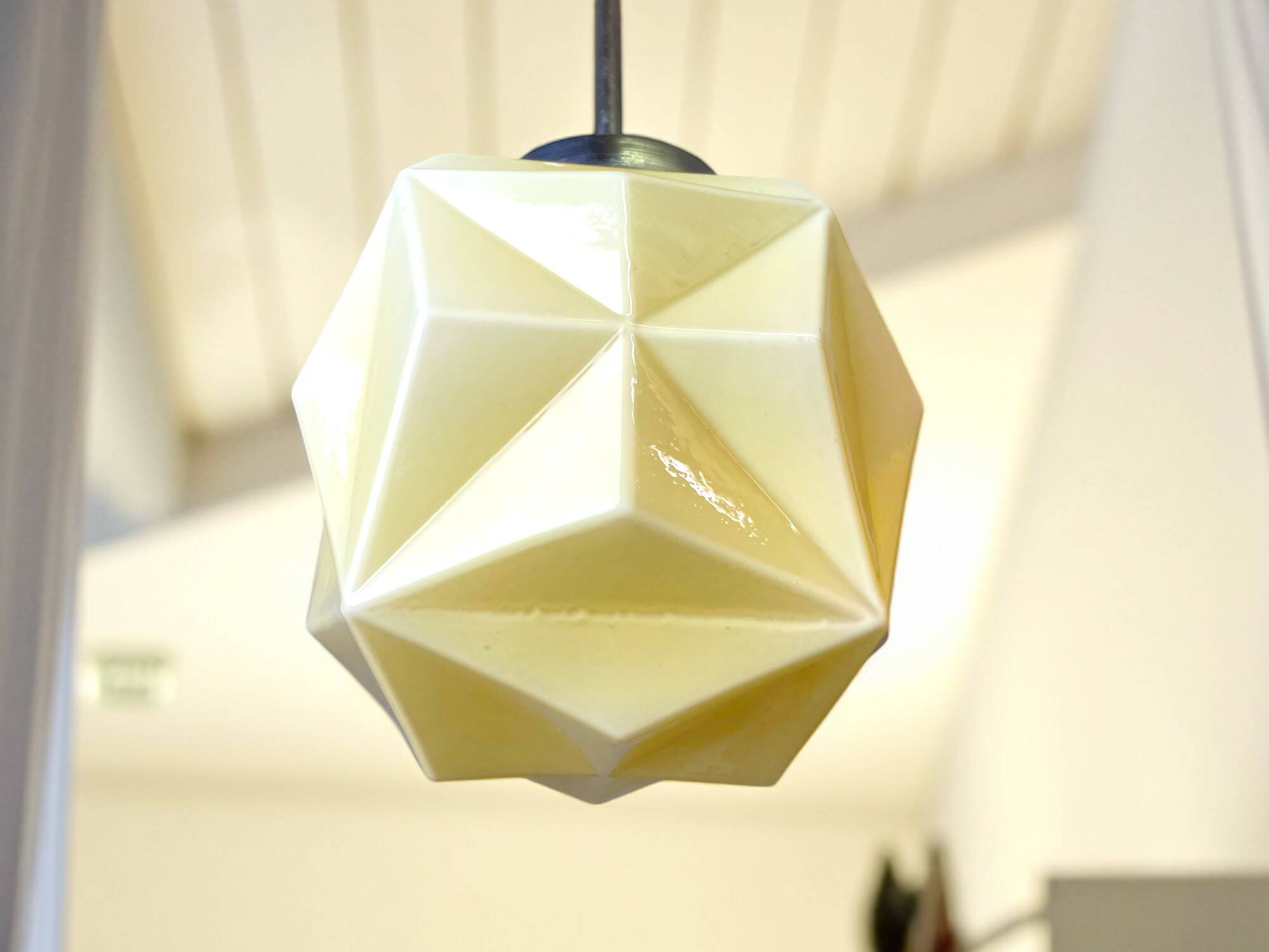 Art Deco  cream opaline glass pendant lamp