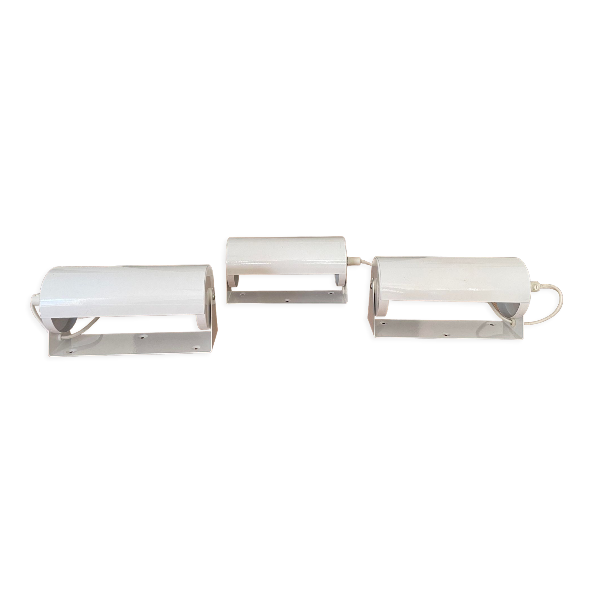 Set de 3 appliques vintage orientable métal laqué blanc, IKEA 1980