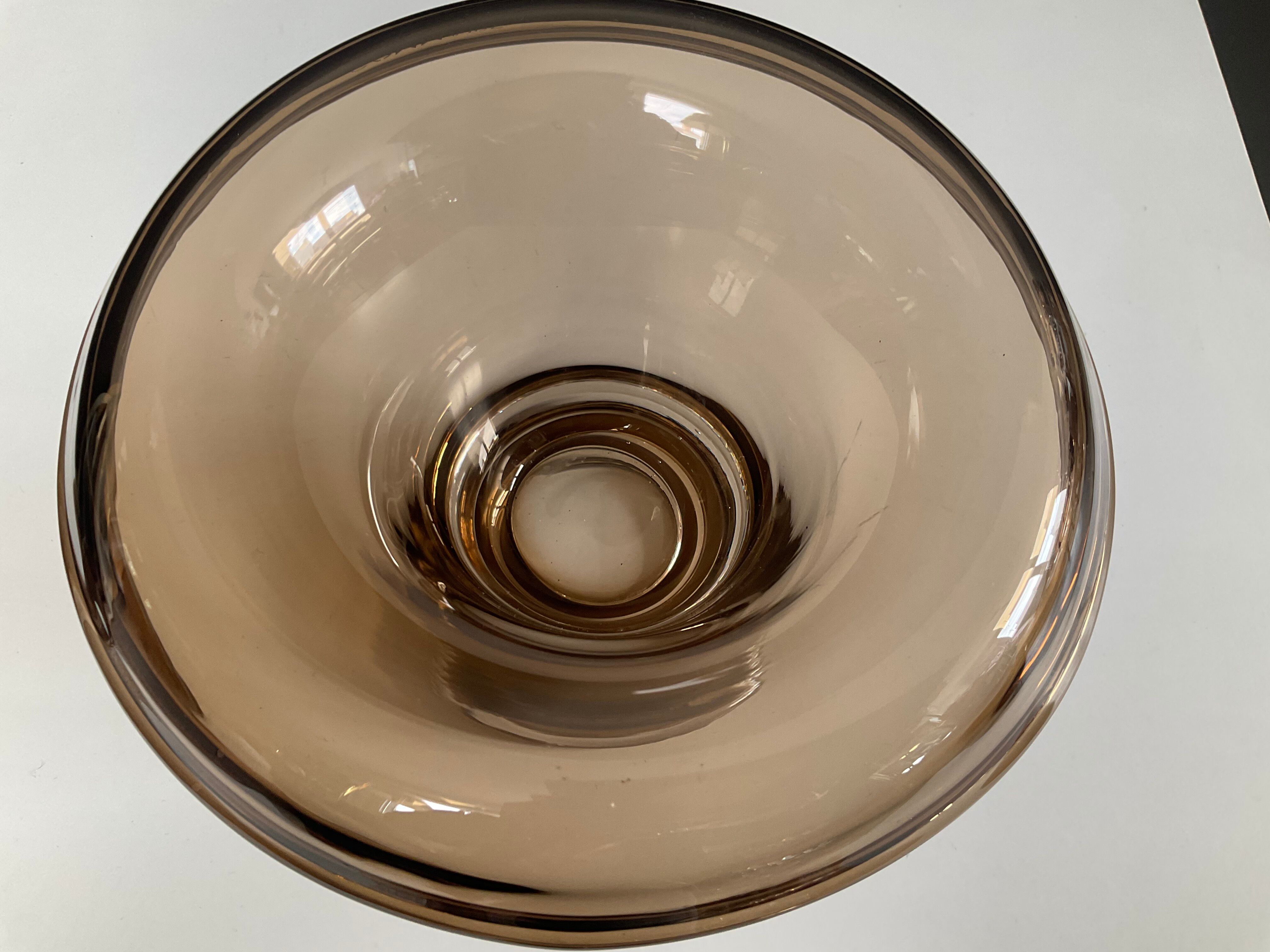 Vintage Gommaire mushroom vase in smoked glass
