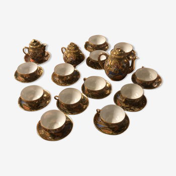 Service à café ou thé Satsuma en porcelaine opaque émaillée et or