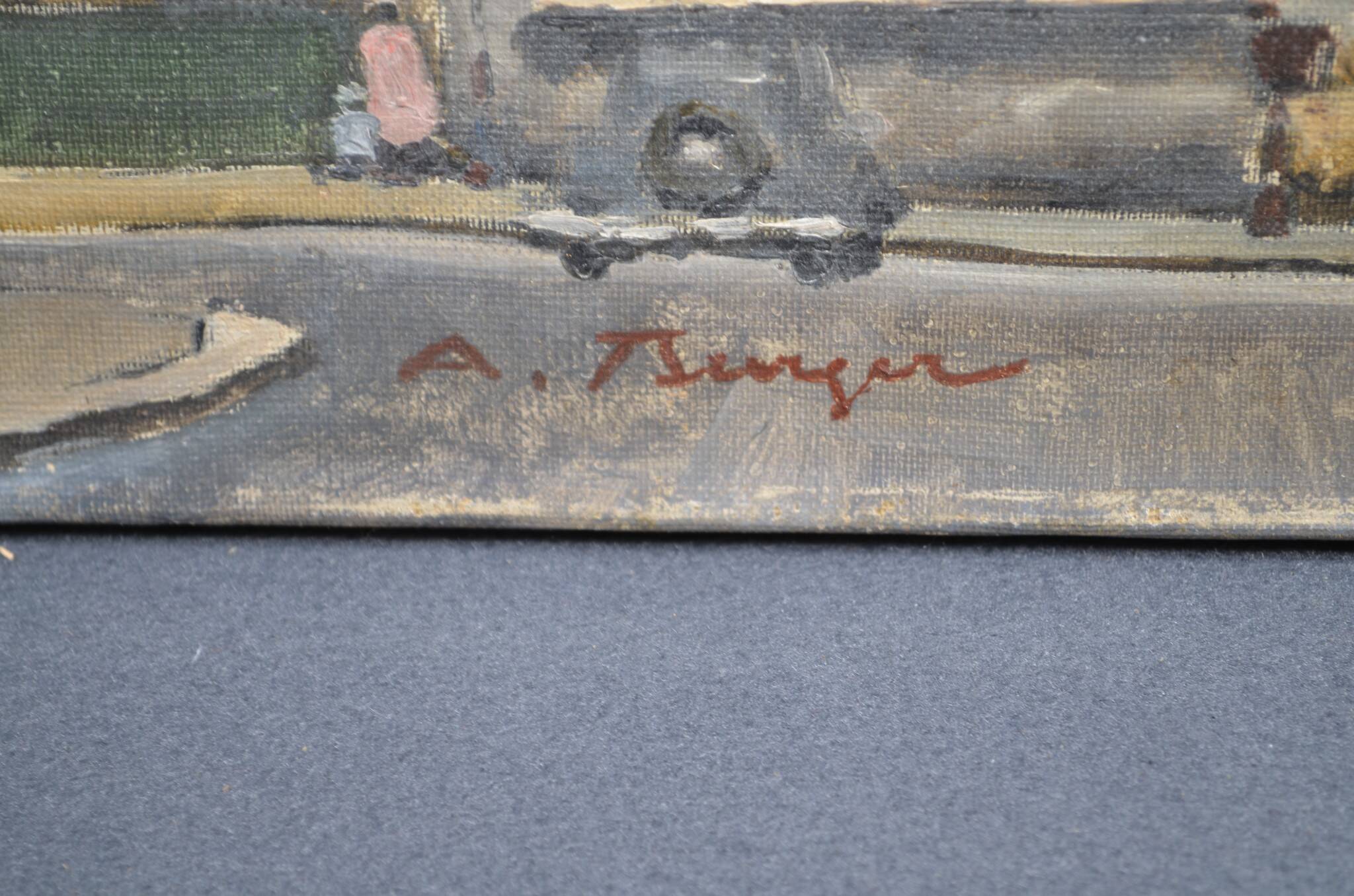 Antoine Burger (1942-2016) L'église - Huile sur toile - Signée