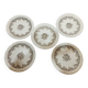 lot of 5 old Digoin Sarreguemines Clovis dessert plates gray floral decor