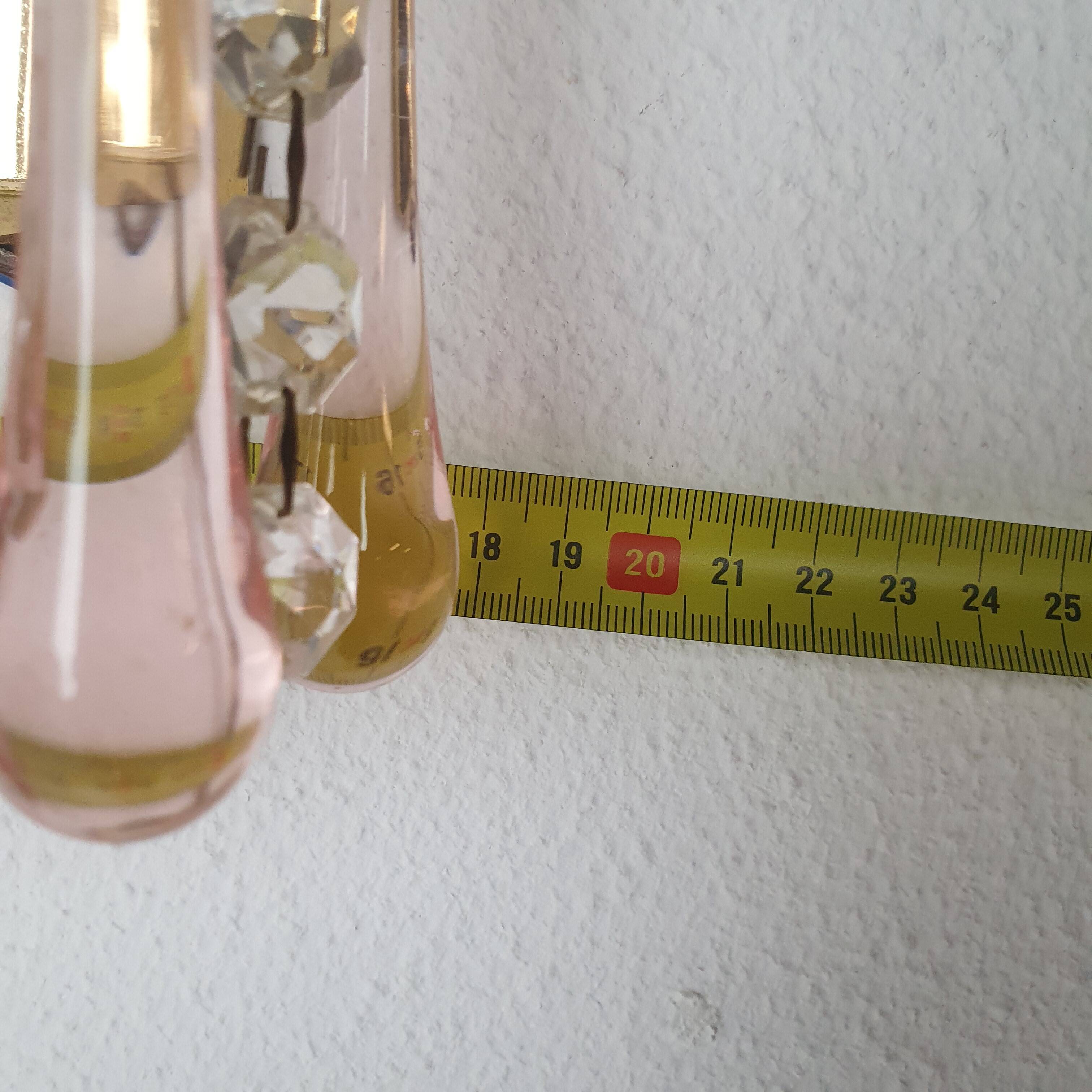 Set of 2 hollywood regency murano glass wall lamps, 1970s